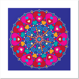 Colorful Sweet Hearts Mandala Posters and Art